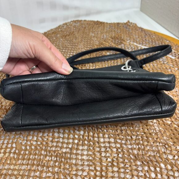 Margot New York | Black Leather Crossbody Purse w/ Silver Hardware | Excellent - Picture 4 of 12